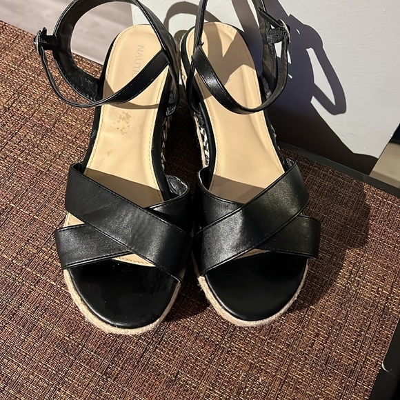 Nautica platform heeled sandals cross ankle strap 8.5 - Picture 4 of 5